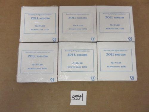 Zoll 8000-0300 Recording Chart Paper 11791 90mm x 90mm x 200 Lot of 6 Packs