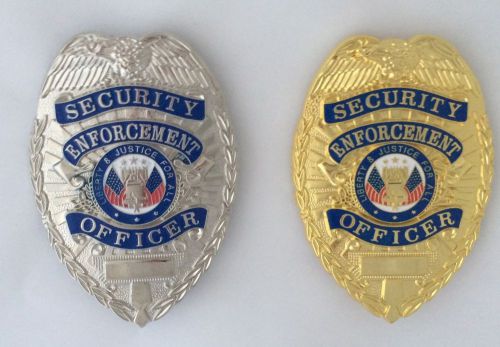 Obsolete New 80&#039;s Vintage Style Security Enforcement Officer Badge Gold Silver