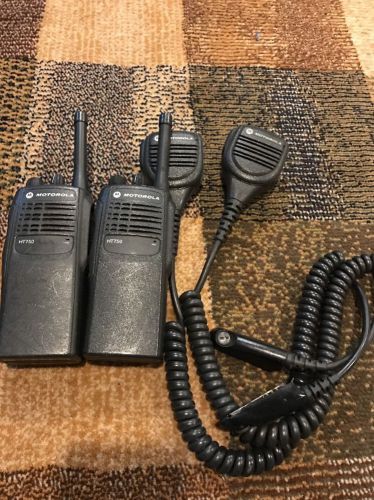 Lot of (2) Motorola HT-750 Two Way Radios UHF 16-channel AAH25SDC9AA3AN