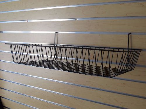 6 Gridwall Wire Baskets Black Grid Slatwall Pegboard 24&#034; x 12&#034; x 4&#034; Powder Coat