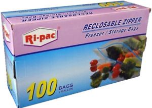 Resealable Plastic Bags Clear Storage Disposable Zip Lock Self-Sealing 100 Pack