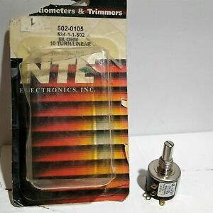 NTE Electronics 502-0105 534-1-1-502 POT 2W 5K OHM 1/4&#034; DIA SHAFT 7/8&#034; Open BOX