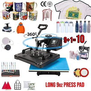 10 in 1 Combo Heat Press Machine Sublimation Heat Transfer Machine T-shirt/Mug..