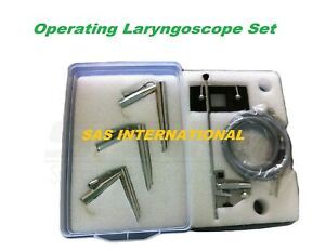 Operating Laryngoscope Set with Chest Support &amp; Fiber Optic Cable New