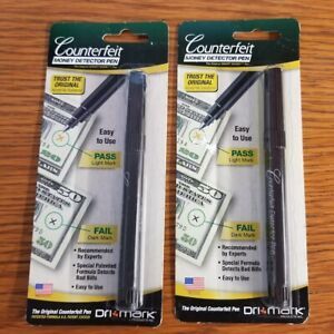 Lot of 2 Dri-Mark Smart Money Counterfeit Money Detector Pens *NEW*