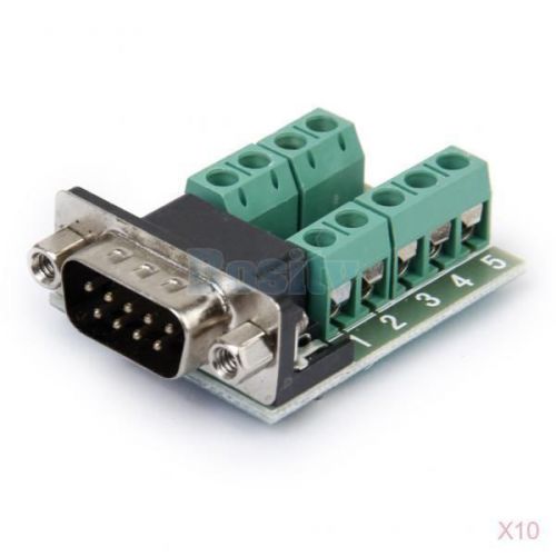 10x rs232 to db9 d sub male connector 9-pin adapter signal terminal board module for sale