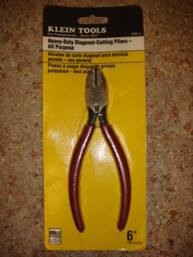 KLEIN TOOLS D252-6 DIAGONAL CUTTING 6&#034; PLIERS HEAVY DUTY ALL PURPOSE