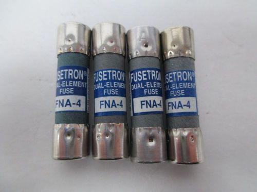 Lot 4 new bussmann fna-4 fusetron 4a amp 125v-ac dual-element fuse d321094 for sale