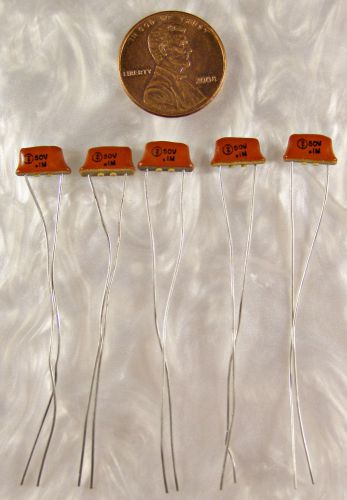 5 Genuine Sprague .1uf 50V Monolithic Ceramic Capacitors New Old Stock NOS