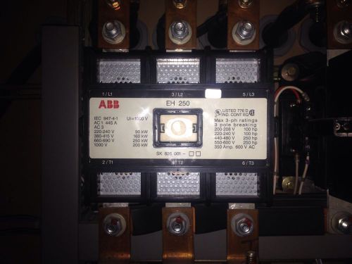 ABB CONTACTOR MODEL EH 250 445 AMP 600 VAC 3 POLE 3 PHASE WITH 230VAC COIL