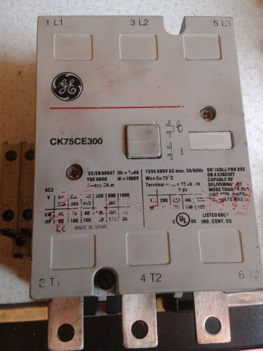 Ge contactor-ck75ce300-150 a-600 v ac max- 220/250vac/dc 50/60hz used-good cond for sale