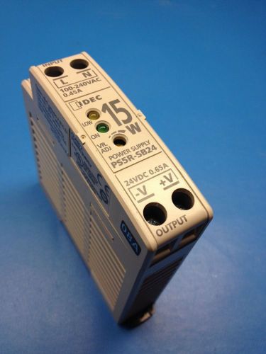 IDEC PS5R-SB24 15W POWER SUPPLY, 100-240VAC INPUT, 24VDC 0.65A OUTPUT, CLASS 2