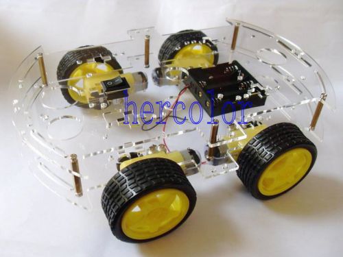 4WD Smart Car Chassis Kits W/ Speed Encoder DC 3V 5V 6V 4 wheel Drive Gift New