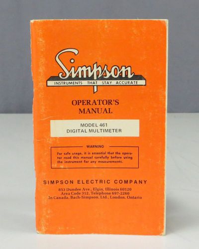 Simpson Model 461 Digital Multimeter Operators Manual