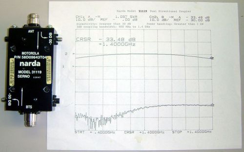 New narda 31119 810-960 mhz 30 db dual directional coupler, pn: 5809643t04 for sale