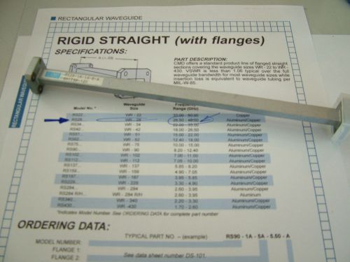 WR28 WAVEGUIDE STRAIGHT 20CM 26.5HGz - 40GHz RS28-1A-1A-8-A