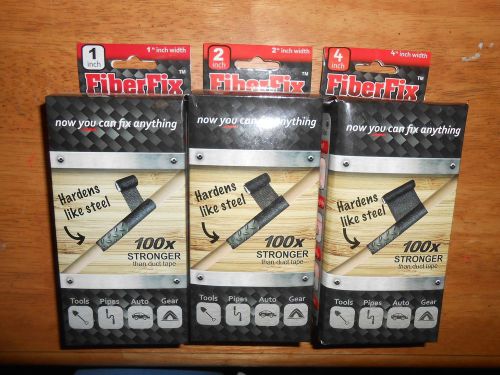 Fiber Fix Repair Wrap Lot of 3 Strips 1&#034;x 40&#034;, 2&#034; x 50&#034; &amp; 4&#034; x 60&#034; Fix Anything!