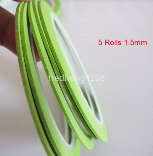 5pcs 1.5mm*25m Green Masking Tape for Nail Polish Painting Decoration Masking