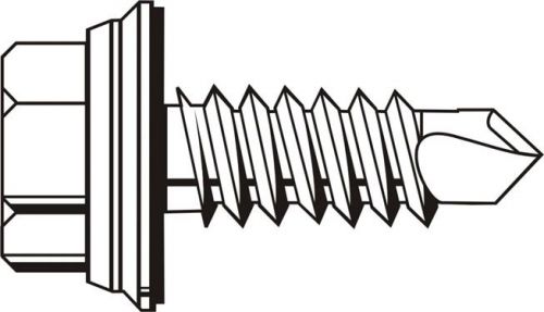 1/4-14x3/4 Self Drill Screw Hex Wash Hd #3 W/5/8 Bond Neopr Wash Zinc, Pk 3000