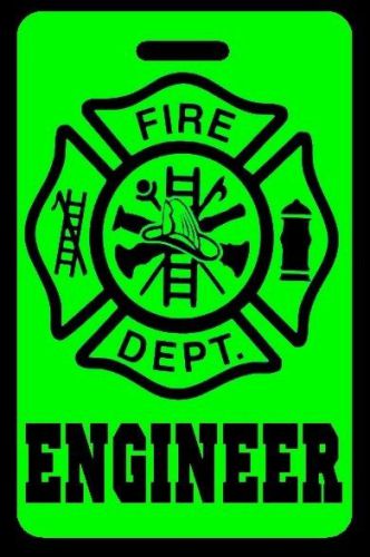 Day-glo green engineer firefighter luggage/gear bag tag - free personalization for sale