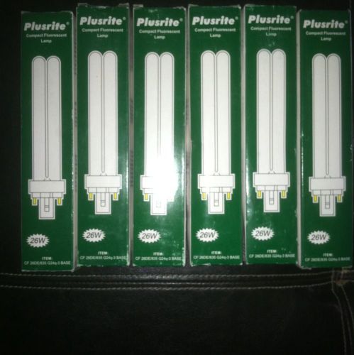 Lot of 6 Plusrite CF26D/835 Compact Florescent Lamb 26W Double Tubed