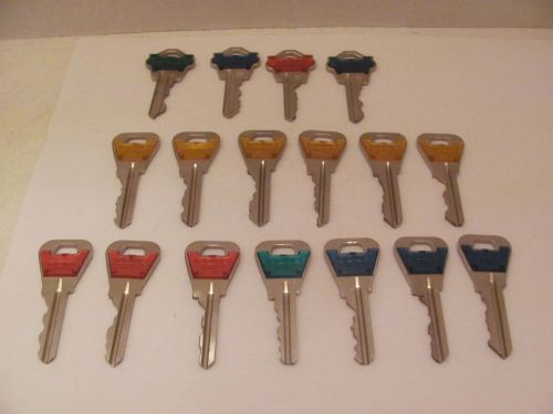 Assortment of used cut &#034;cole&#034; (colored head) keys-(weiser - wr2 / weslock - wk1) for sale