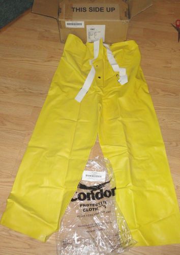 12 CONDOR PROTECTIVE  BIB OVERALLS, SMALL 32-34 WAIST,  YELLOW, OIL RESIST 1FAY9