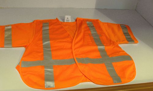 DSP XL / 2XL CLASS 3 BRIGHT ORANGE MESH VEST 2 INCH REFLECTIVE TAPE USED