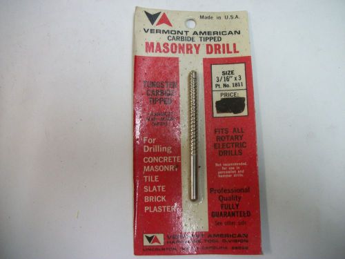 TUNGSTEN CARBIDE TIPPED MASONRY DRILL 3/16&#034; x 3&#034; Vermont American USA