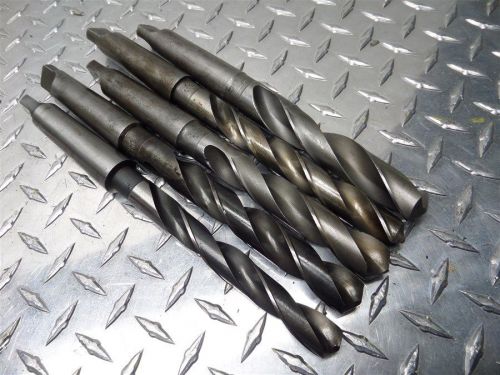 LOT OF 5 DRILL BITS 3 MORSE TAPER 45/64&#034; TO 15/16&#034; SIZE RANGE