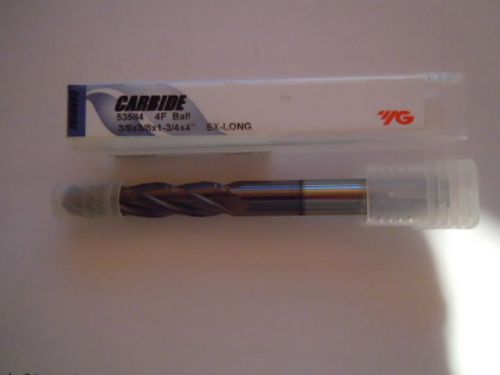 YG - Carbide 4F Ball  End Mill   3/8 x 3/8 x 1-3/4 x 4&#034; L  EX-Long   (1pcs)