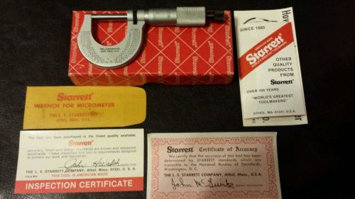 Starrett micrometer new in box w/ paperwork 0-1 in