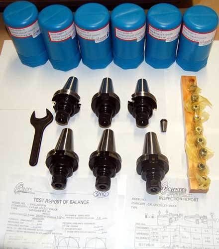 17 pc techniks cat 40 er16-2.76&#034; cnc chucks kit-coolant for sale