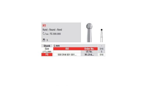 EDENTA TC burs-  ROUND carbide burs H1.314.016 / 5-pack