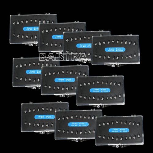 10xDental Orthodontic Ceramic Brackets mesh base Roth Slot 0.022 3 4 5Hooks