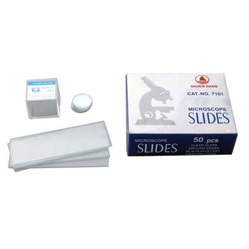 50 blank microscope slides &amp; 100 circular cover slips for sale