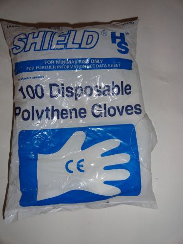 DISPOSABLE POLYTHENE GLOVES 100 CLEAR XL size  MADE BY SHIELD