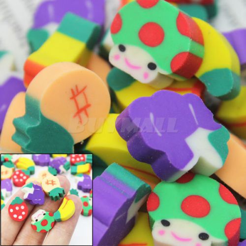 Lovely 50 Pcs Novelty Fruit Pencil Eraser Stationery For Kids Children Gift Toy