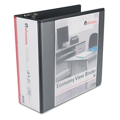 Economy D-Ring Vinyl View Binder, 4&#034; Capacity, Black