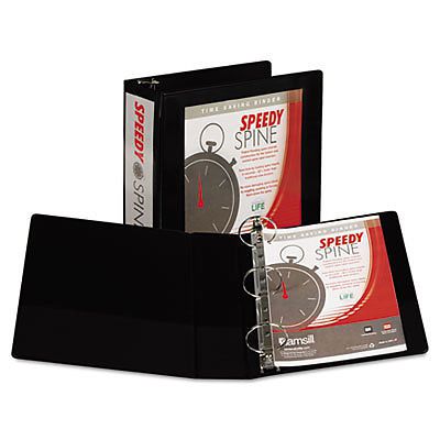 Speedy Spine Round Ring View Binder, 11 x 8-1/2, 3&#034; Capacity, Black