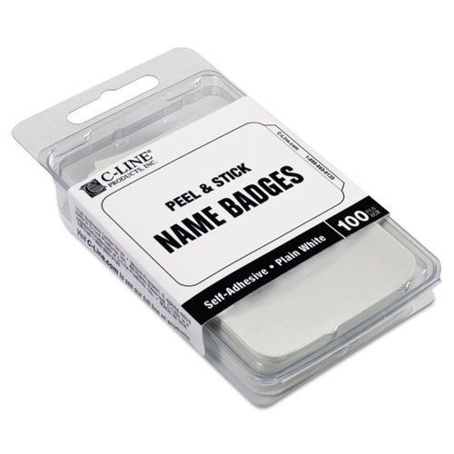 Self-Adhesive Name Badges, 3-1/2 x 2-1/4, White, 100/Box