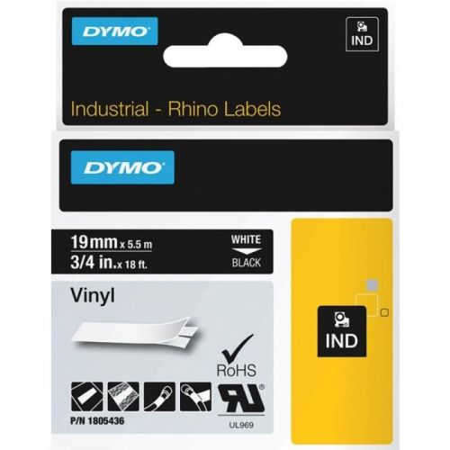 DYMO 1805436 Rhino 3/4&#034; Black Vinyl 19MM