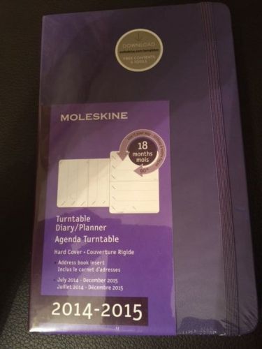 NEW 2015 Moleskine PURPLE LARGE Turntable Diary Planner 18 Months Hard SEALED