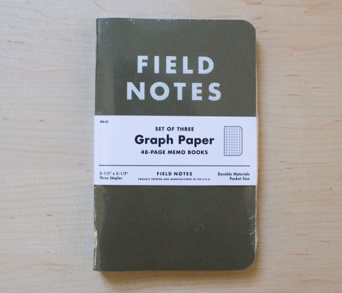 FIELD NOTES - Balsam Fir (Kraft Green) - Winter 2010 - Set of 3 - New &amp; Sealed