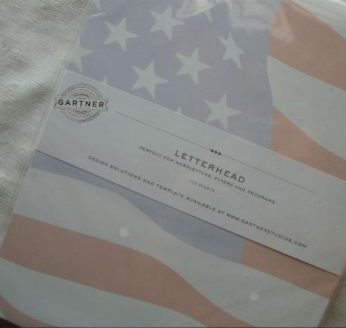 Gartner Letterhead 75 Sheets American Flag Design Stationary Cardstock NEW