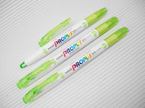 Free Shipping NEW Uni-Ball Propus 102-T Twins head Highlighter Green x 3pcs