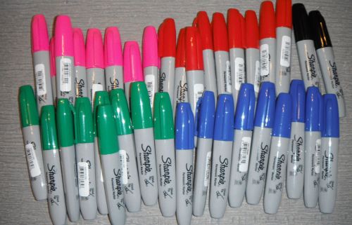 NEW LOT 37 SHARPIE PERMANENT MARKER CHISEL TIP RED BLUE GREEN PINK BLACK