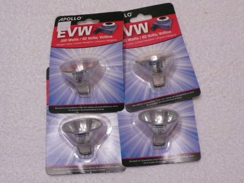 APOLLO EVW 14210 Lot of 4 Bulbs 250 WATTS 82 VOLTS HALOGEN Lamp Projector Bulb