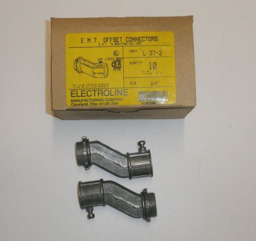 3/4&#034; E.M.T. OFFSET CONNECTORS L 37-2 ELECTROLINE BOX OF 10