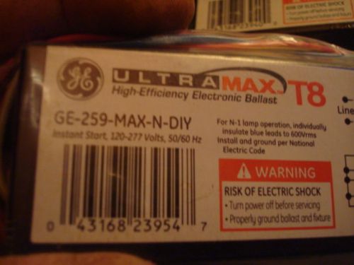 Ge t8 electronic ballast ultramax 120v and 277v 8n2 ge-259-max-n-ip new for sale